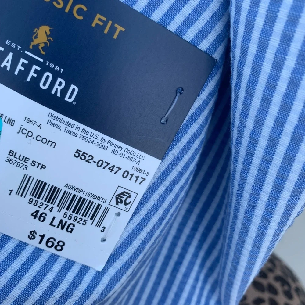 Stafford Blue and White Seersucker Sport Coat Blazer
